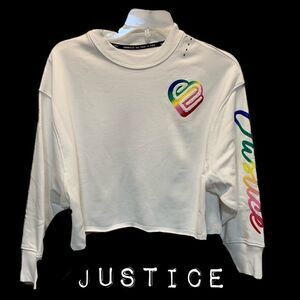 NWT MFleece Jersey Cropped Sweatshirt w/ Rai…